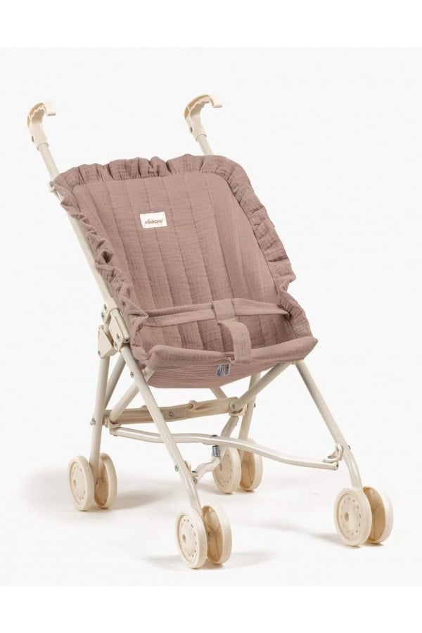 Minikane baby stroller for dolls in cotton, dusty pink 10.10.221