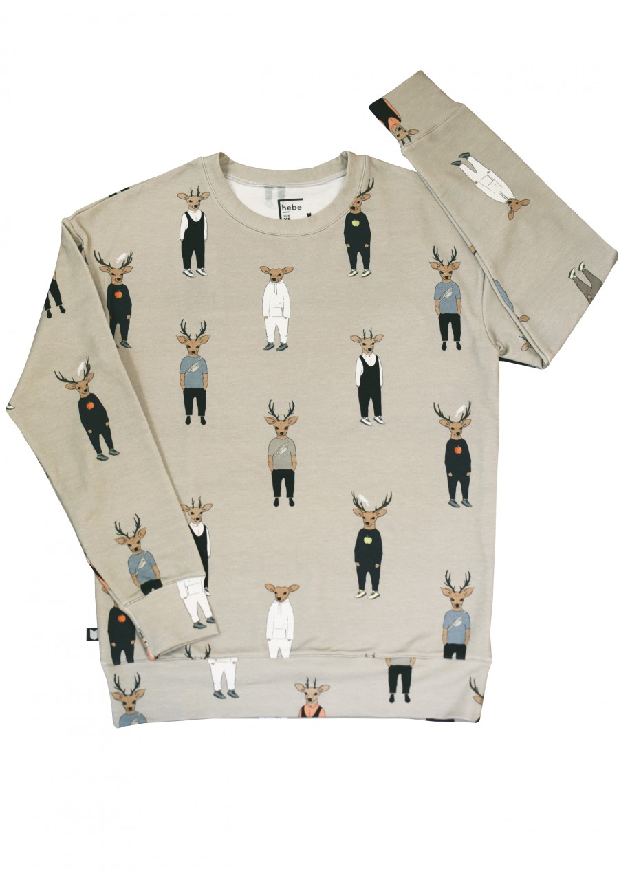 Sweater beige with deer for adult FW19154
