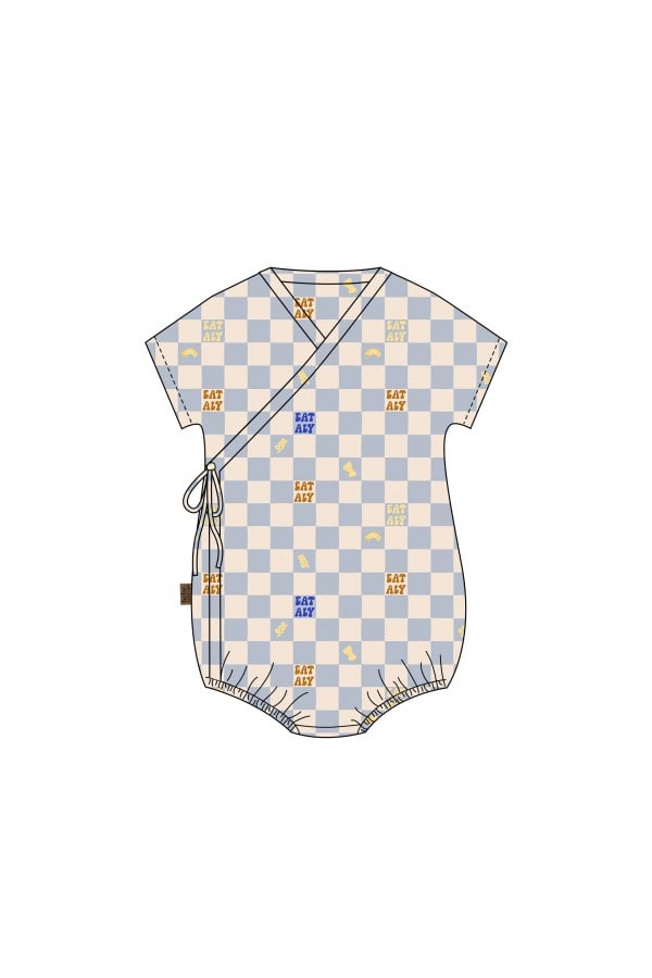 Wrap body with blue checkers allover print 0084_S25200