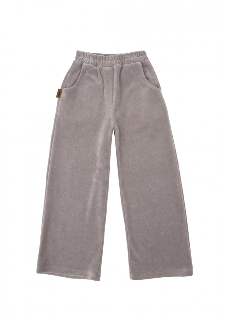 Pants light grey velvet FW23155