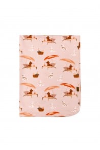 Blanket pink with dog and umbrella print