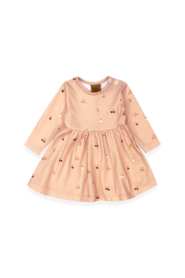 Dress pink with all-over print snap buttons on shoulder 0313_F25330