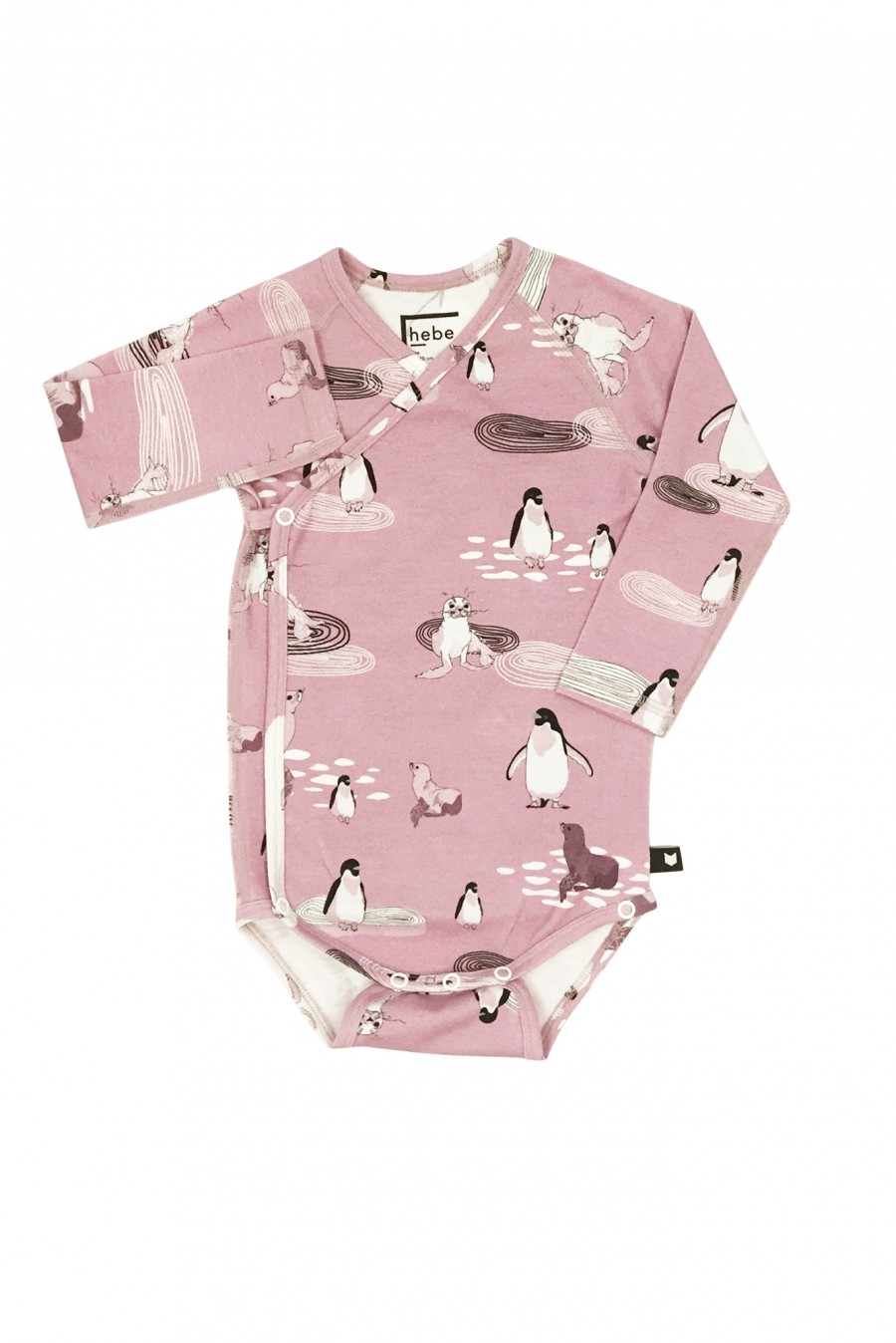 Pink wrap over bodysuit with penguins and seals MBO1012
