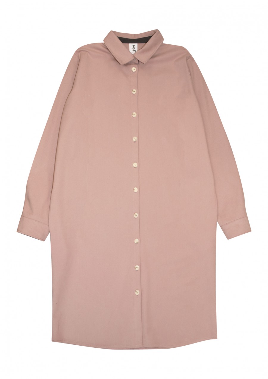 Shirt dress pink brushed cotton for female FW21010