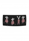 Scarf merino wool black with pastel pink bunny FW20215