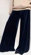 Navy blue velvet pants, regular 0392_LM019