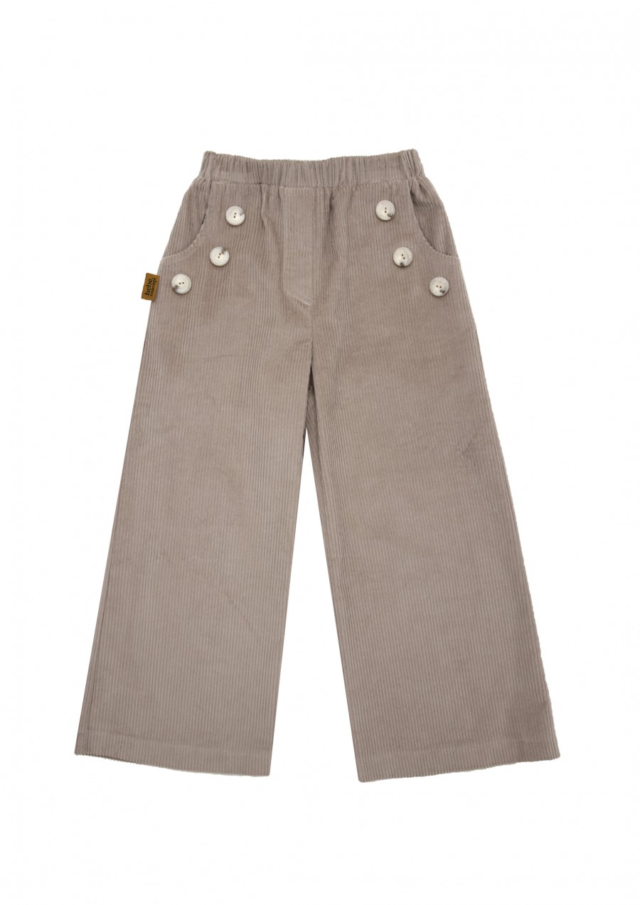 Pants wide pepper grey corduroy with buttons FW24090