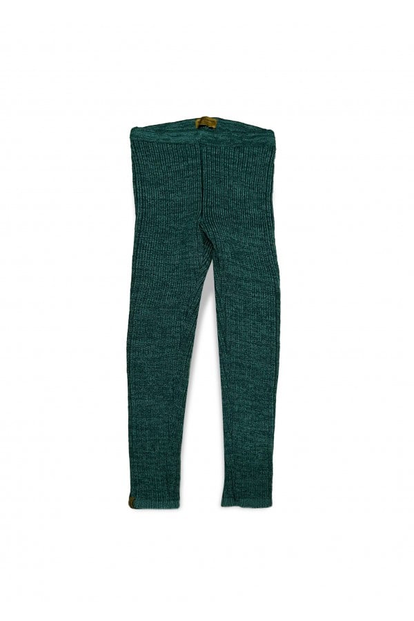 Leggings green merino wool ribbed FW25059