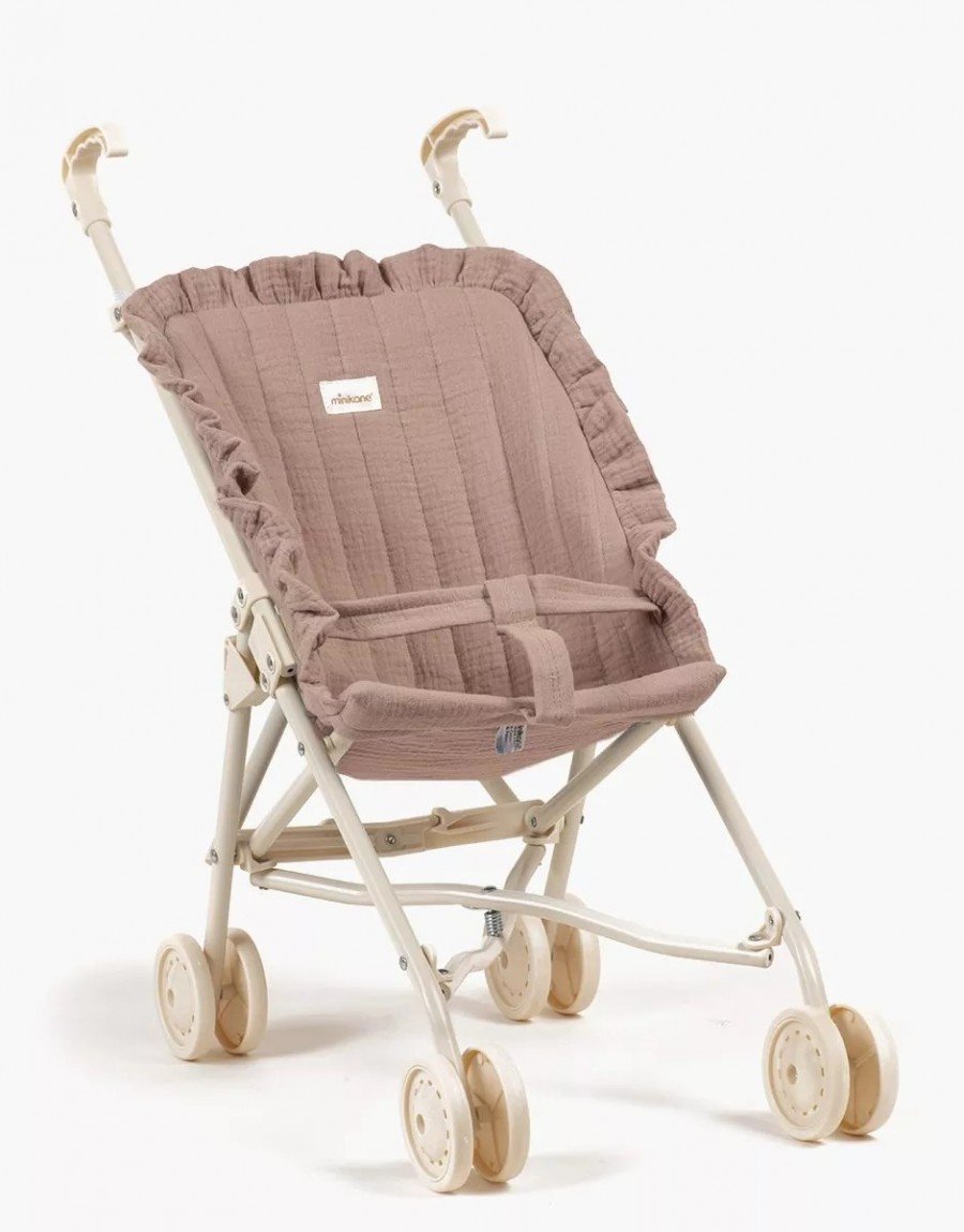 Minikane baby stroller for dolls in cotton, dusty pink 10.10.221 Minikane baby stroller for dolls in cotton, dusty pink 10.10.221