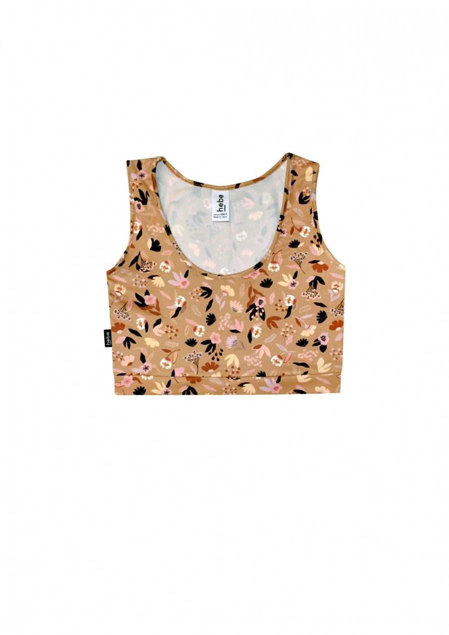 Yoga top with floral mustard print for female FW21415