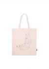 Canvas bag pink with handles and cat AKS0014