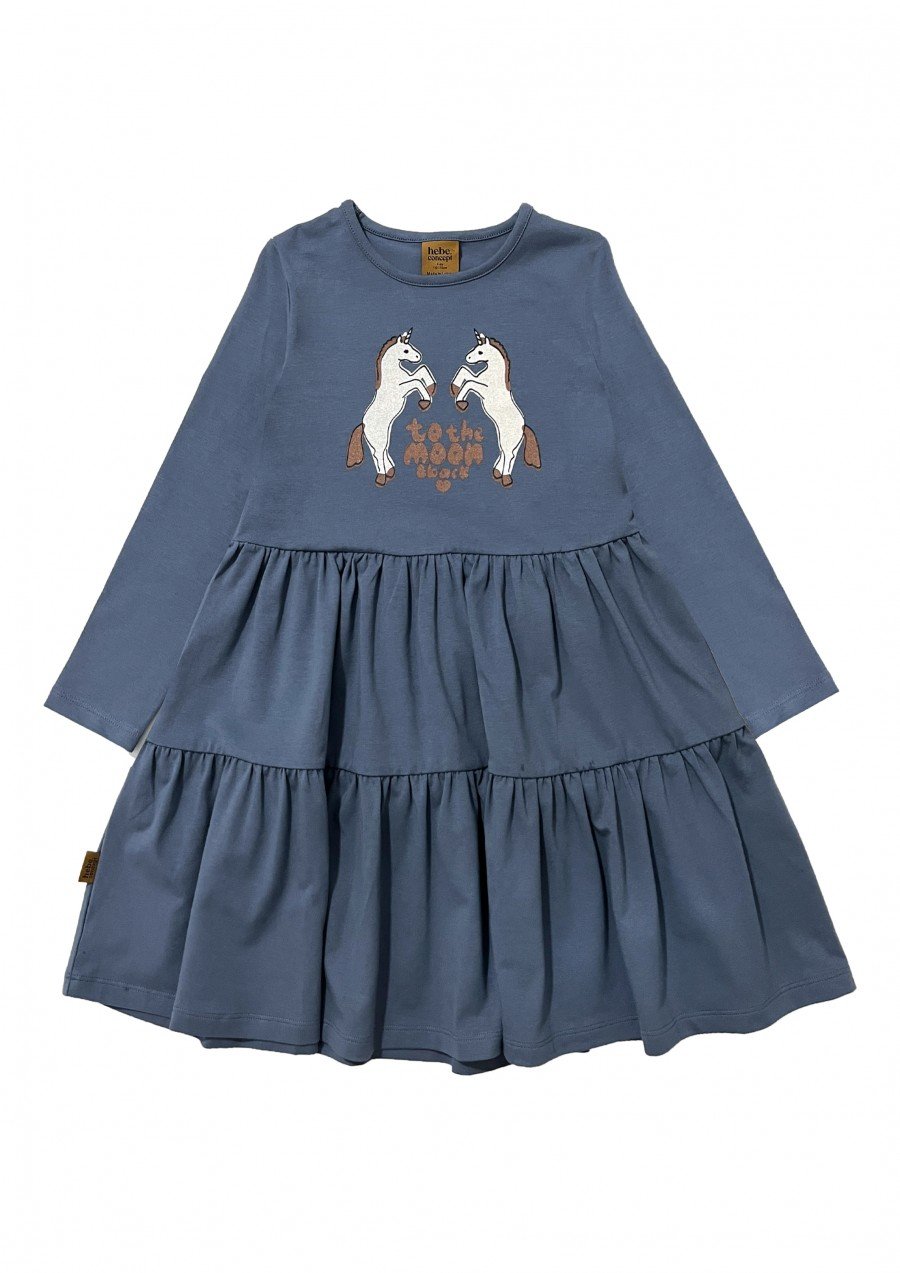 Dress blue with unicorns FW24270