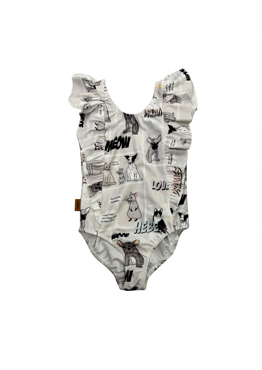 Bathing suit with dog and cat print SS24543