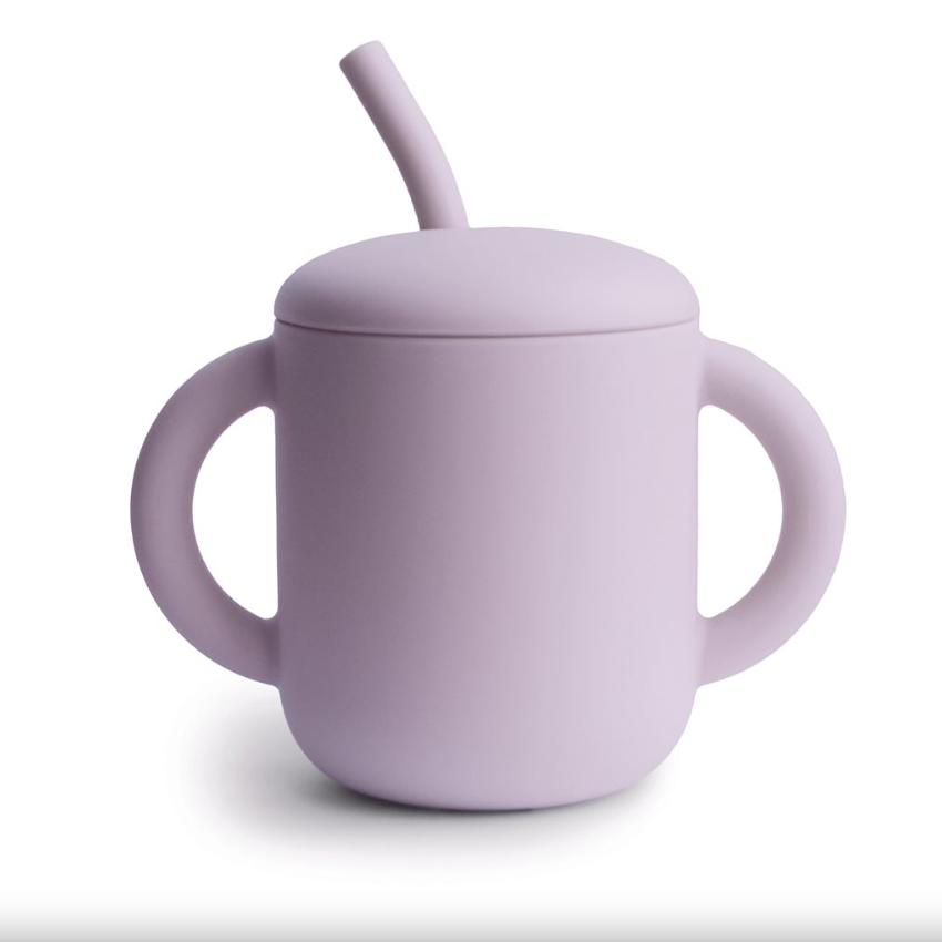 Mushie Silicone Training Cup + Straw - Soft Lilac 2470442