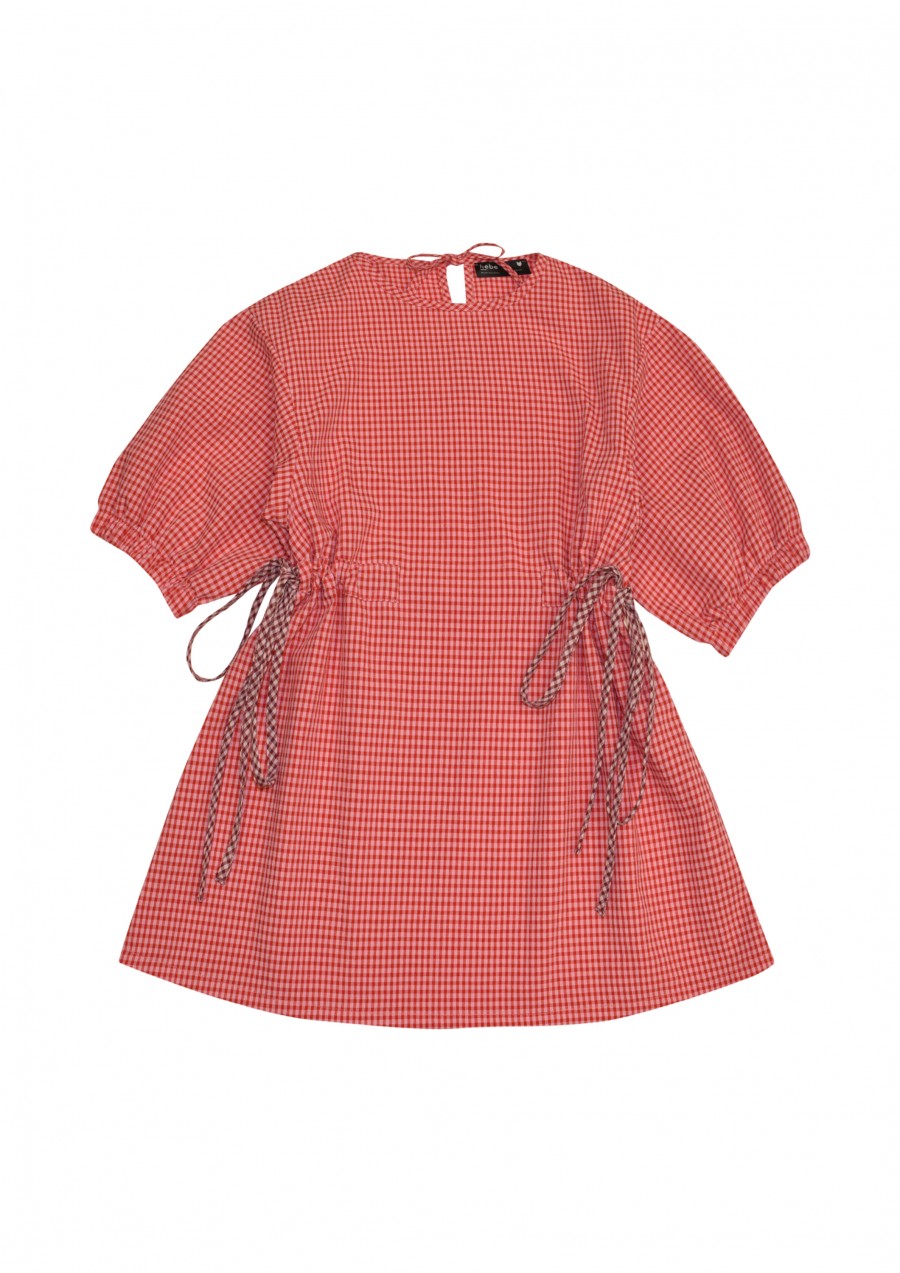 Blouse red and pink checkered with sleeves for female SS21154