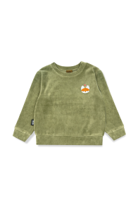Green velvet sweater with embroidered Tuta's fox