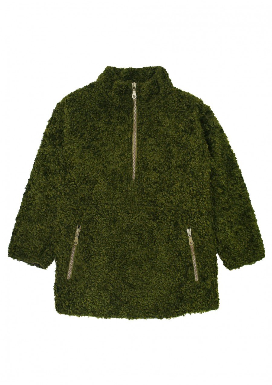 Warm faux fur outer jacket dark green FW21456L