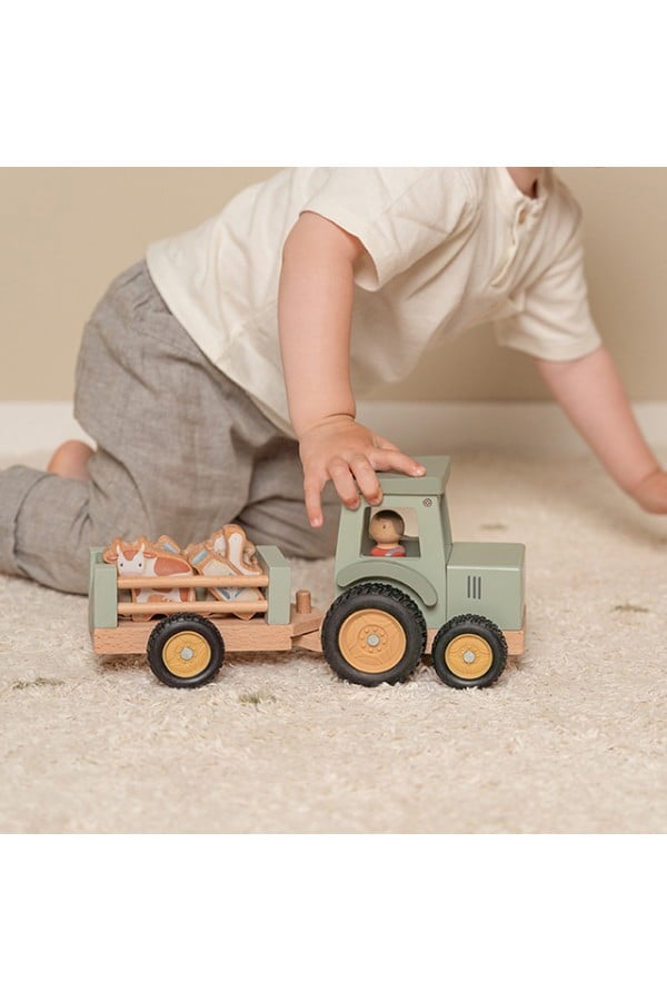 Wooden tractor with trailer LD7149