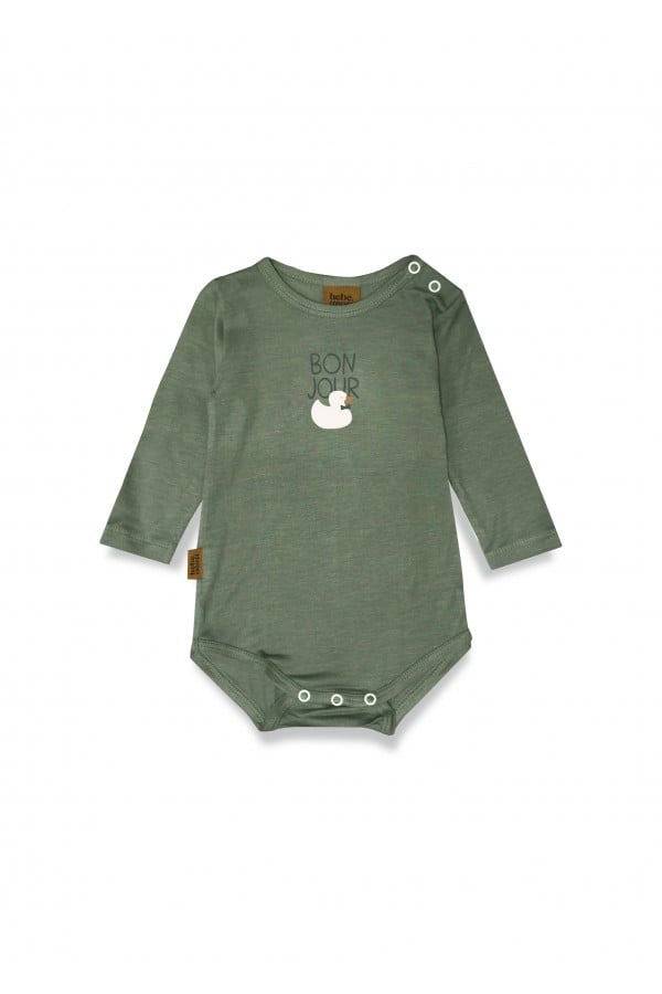 Body with BONJOUR duck placment print olive green 0159_F25280