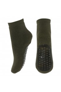 Wool socks anti-slip Ivy Green