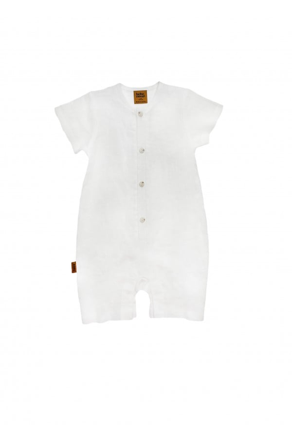 Romper white linen with buttons 9999_S25313