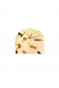Hat yellow with cats print
