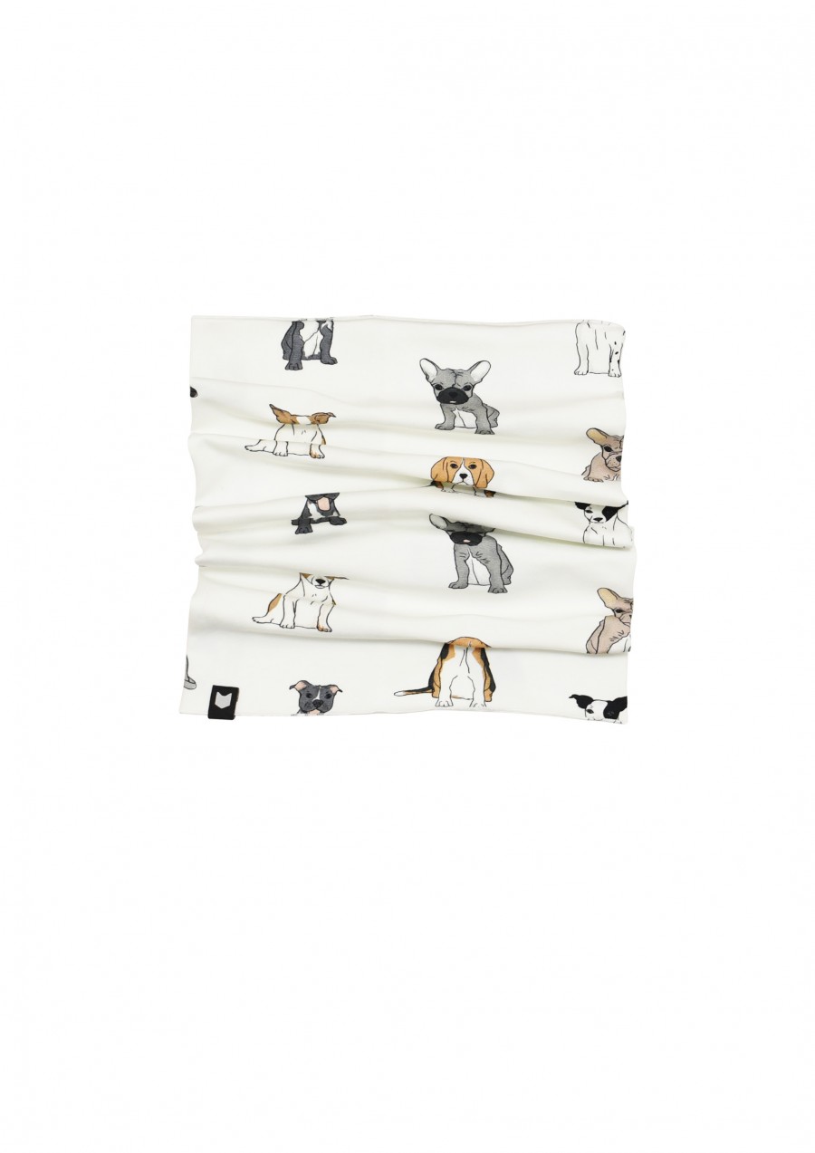 Scarf white with dog and cat print SS19115