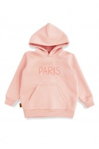 Hoodie with PARIS BONJOUR placment print pink