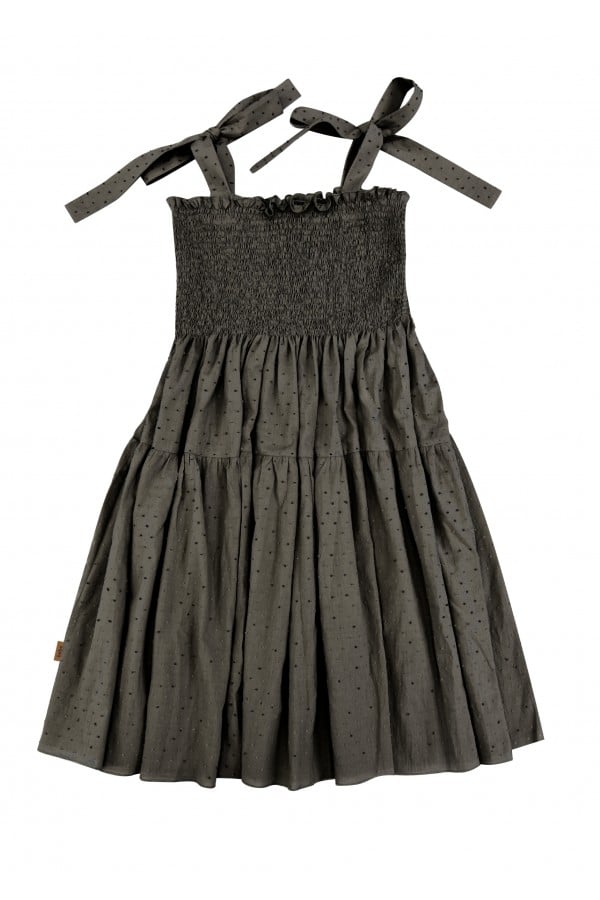 Dress dotted grey with straps for female SS24537