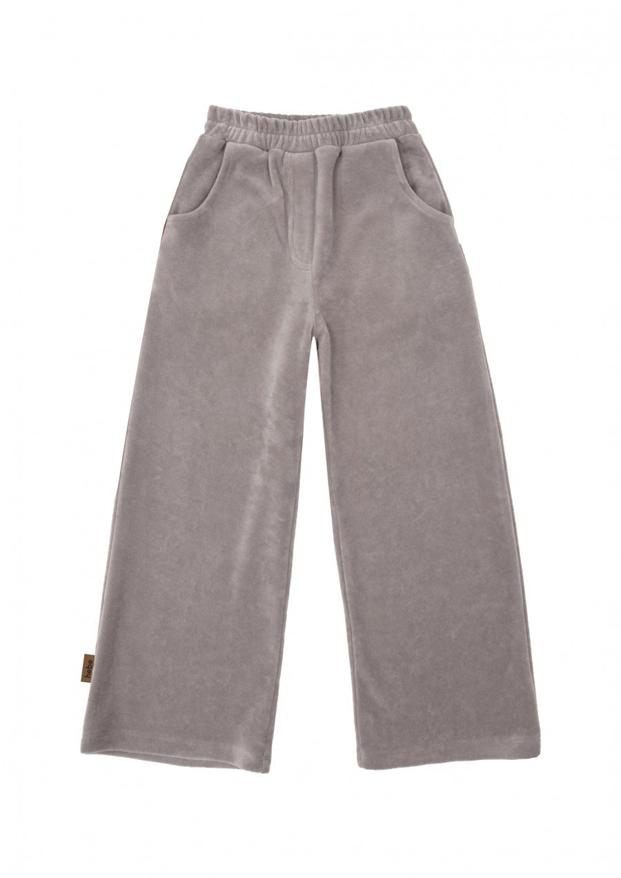 Pants light grey velvet for female FW23157