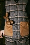 Vest quilted with grey checks and brown pockets FW23218L