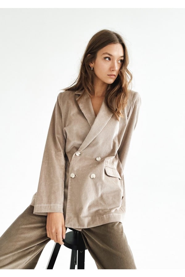 Jacket pepper grey corduroy, women FW24188