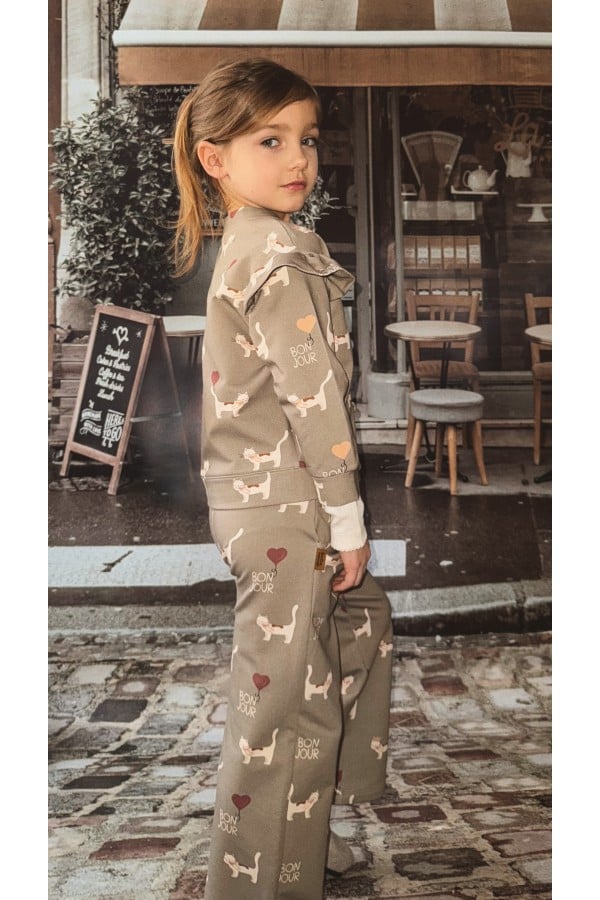 Pants with all-over cat print