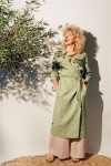 Wrap dress light green linen for female SS23221