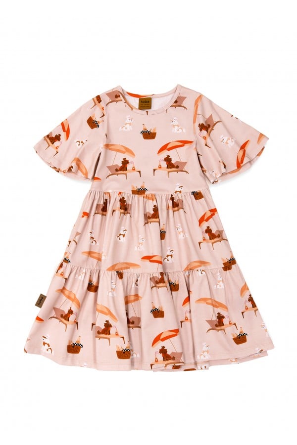 Dress pink with dog and umbrella print SS24191L