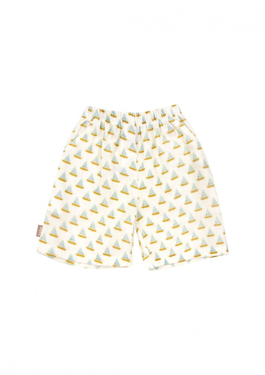 Shorts muslin with yacht print for boy SS23349