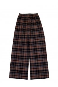 Wide pants brown checkered flanel (tall)