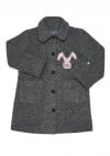 Wool coat grey with violet dots lining and bunny embroidery FW19150