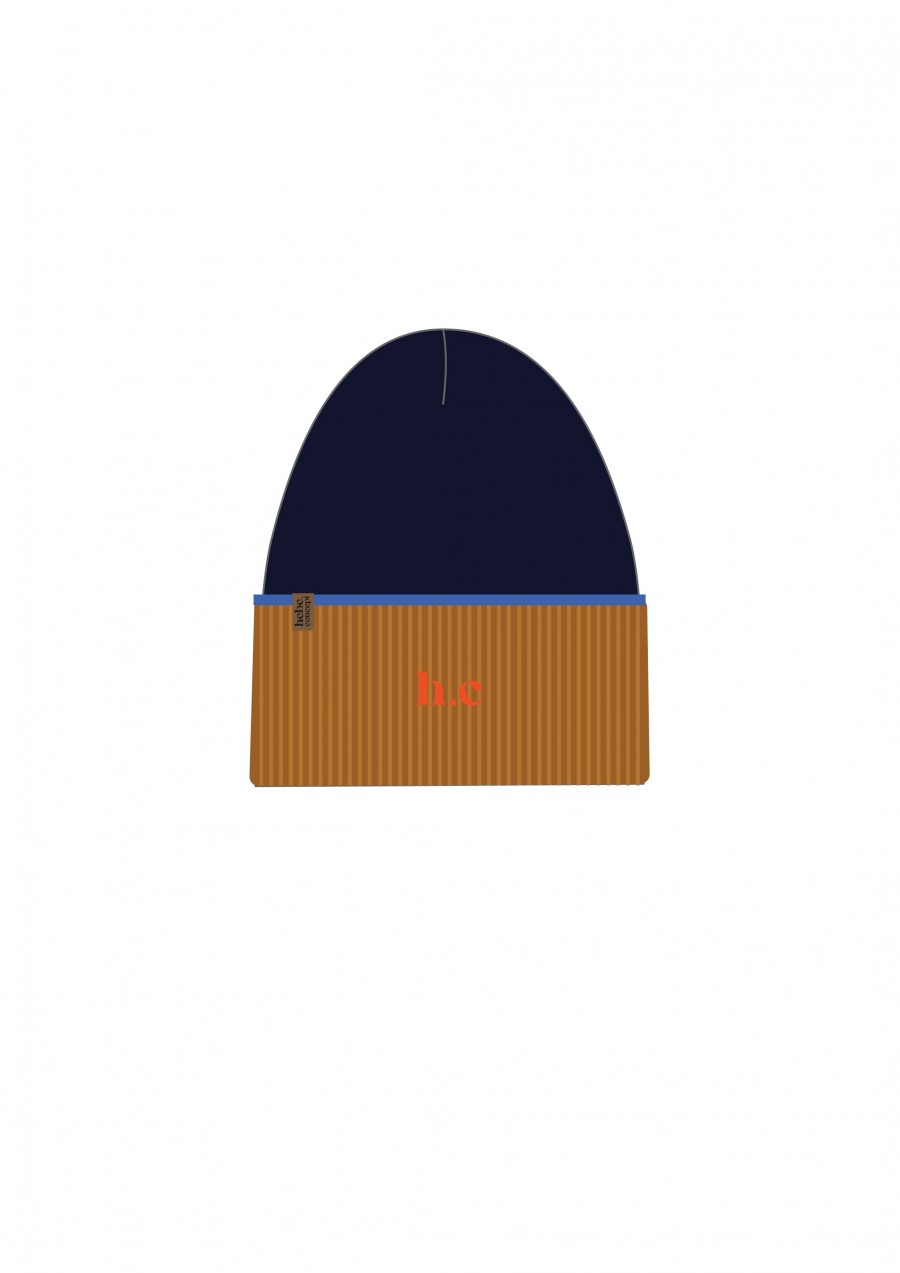 Hat merino navy with h.c. initial FW24057