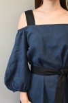 Mother linen summer dress, navy blue SS180213