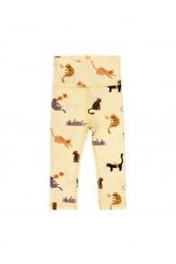Leggings with high waist yellow and cats print