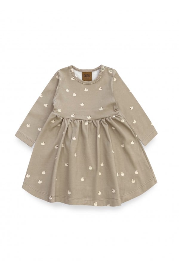 Dress with all-over small duck print and snap buttons 0313_F25061