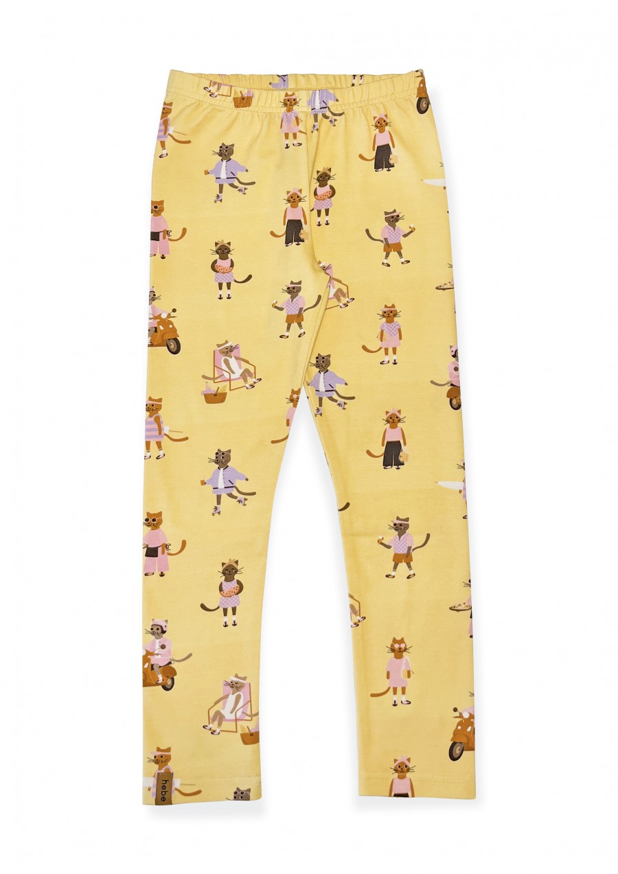 Leggings with yellow cat allover print 0136_S25376