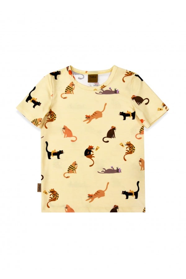 Top yellow with cats print SS24061