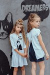 Dress light blue with cat SS19021