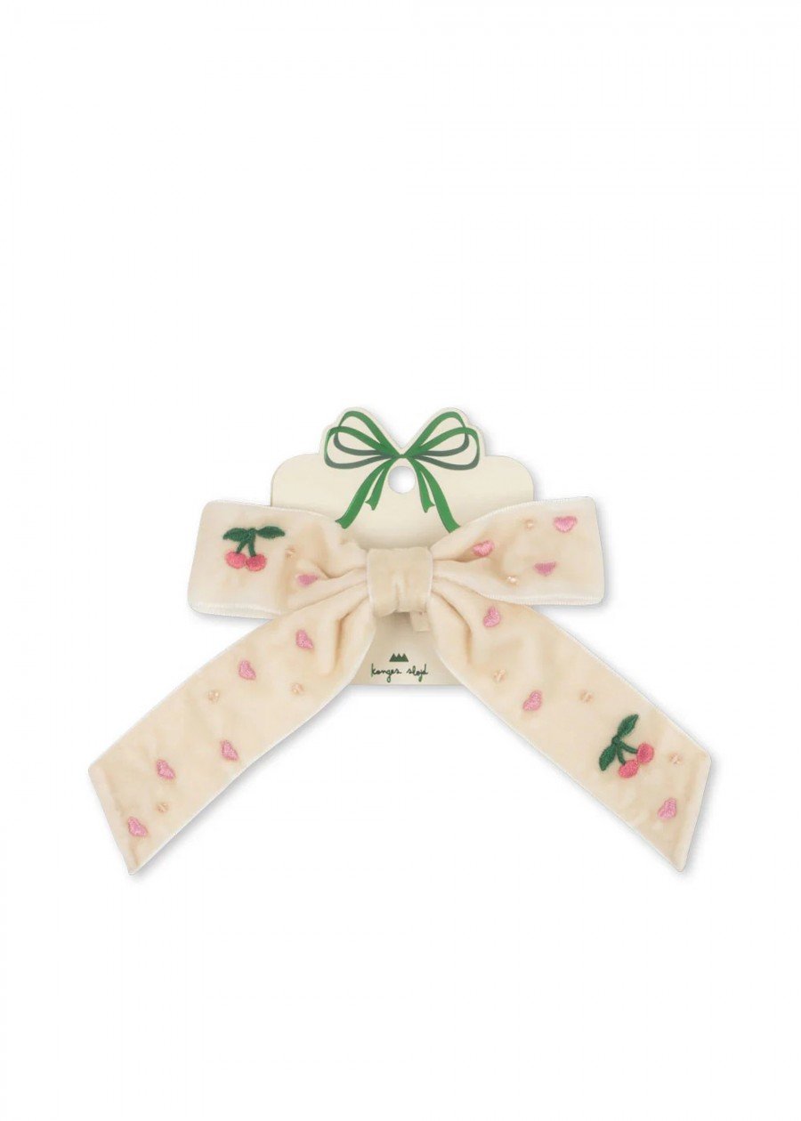 Velvet bow pearly hair clip KS103208
