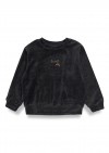Velvet sweater with Ça va? embroidery grey 0074_F25190