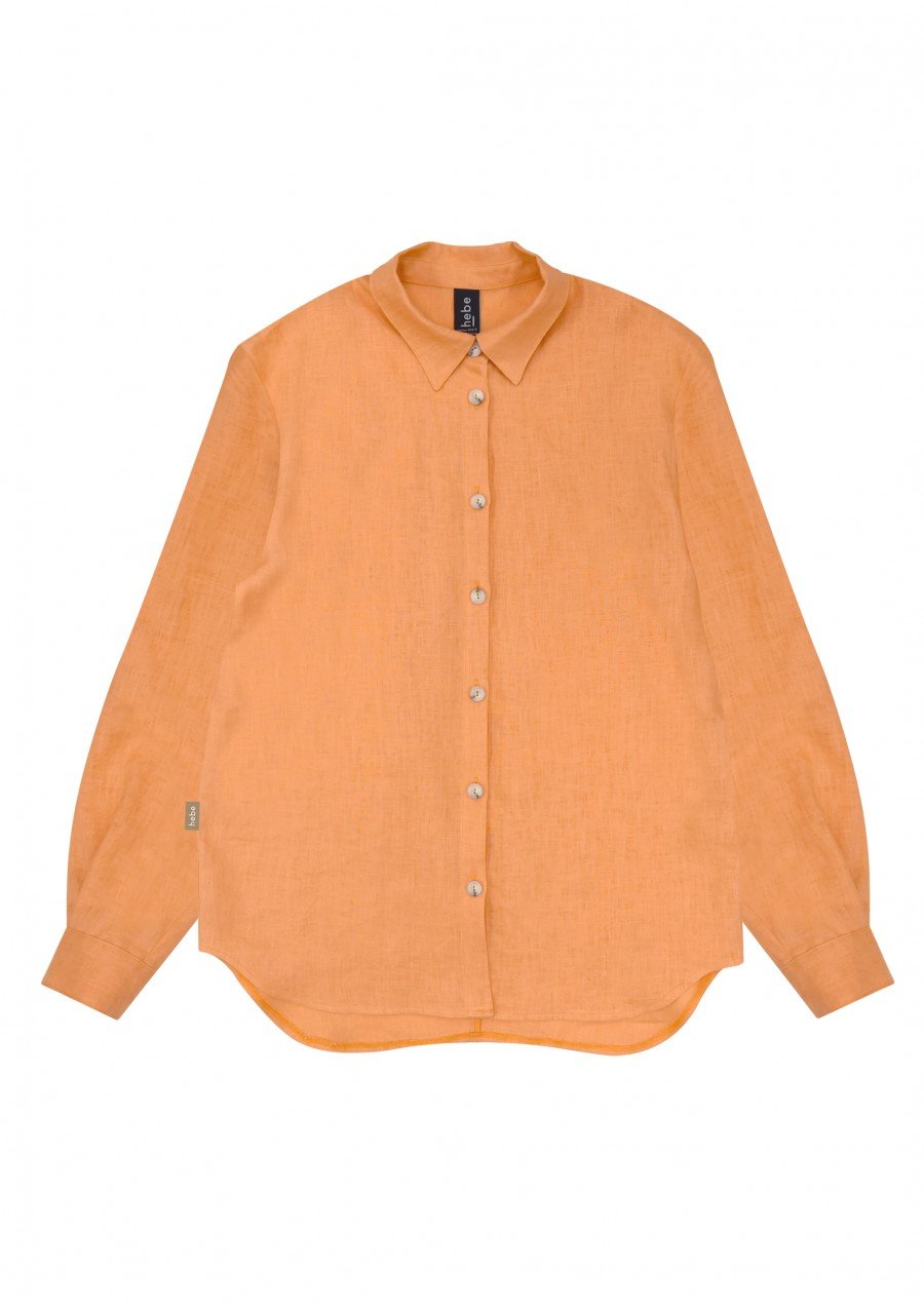 Shirtdress light orange linen for female SS23197