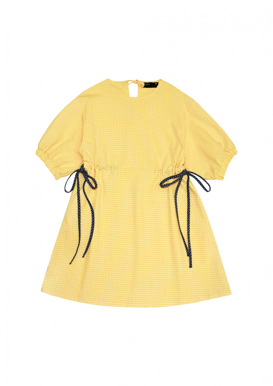 Dress yellow checkered with sleeves SS21270