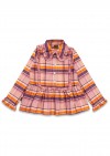 Blouse flannel with a collar and ruffles pink/peach checkers 0326_F25135